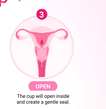 Step 3: Cup opens and seals